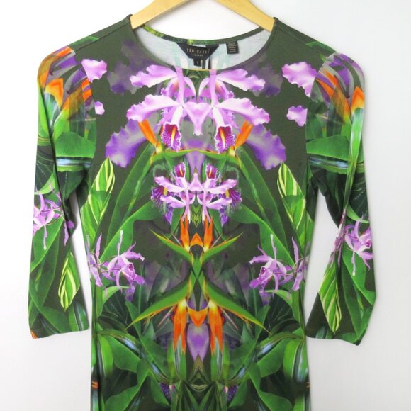 Ted Baker Amberry Paradise Print Midi Dress Size 1 (US 4) - Picture 5 of 10
